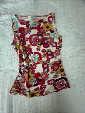 Vintage Floral Geometric Tank Top in Pink